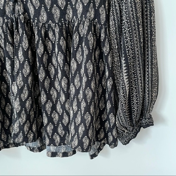 Knot Sisters Boho Long Sleeve Black Flowy Shirt Neutral Long Sleeves Comfy XS - Picture 6 of 11